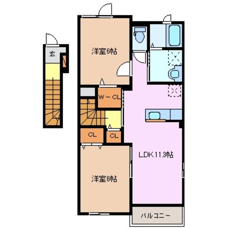 阿漕駅 徒歩14分 2階の物件間取画像